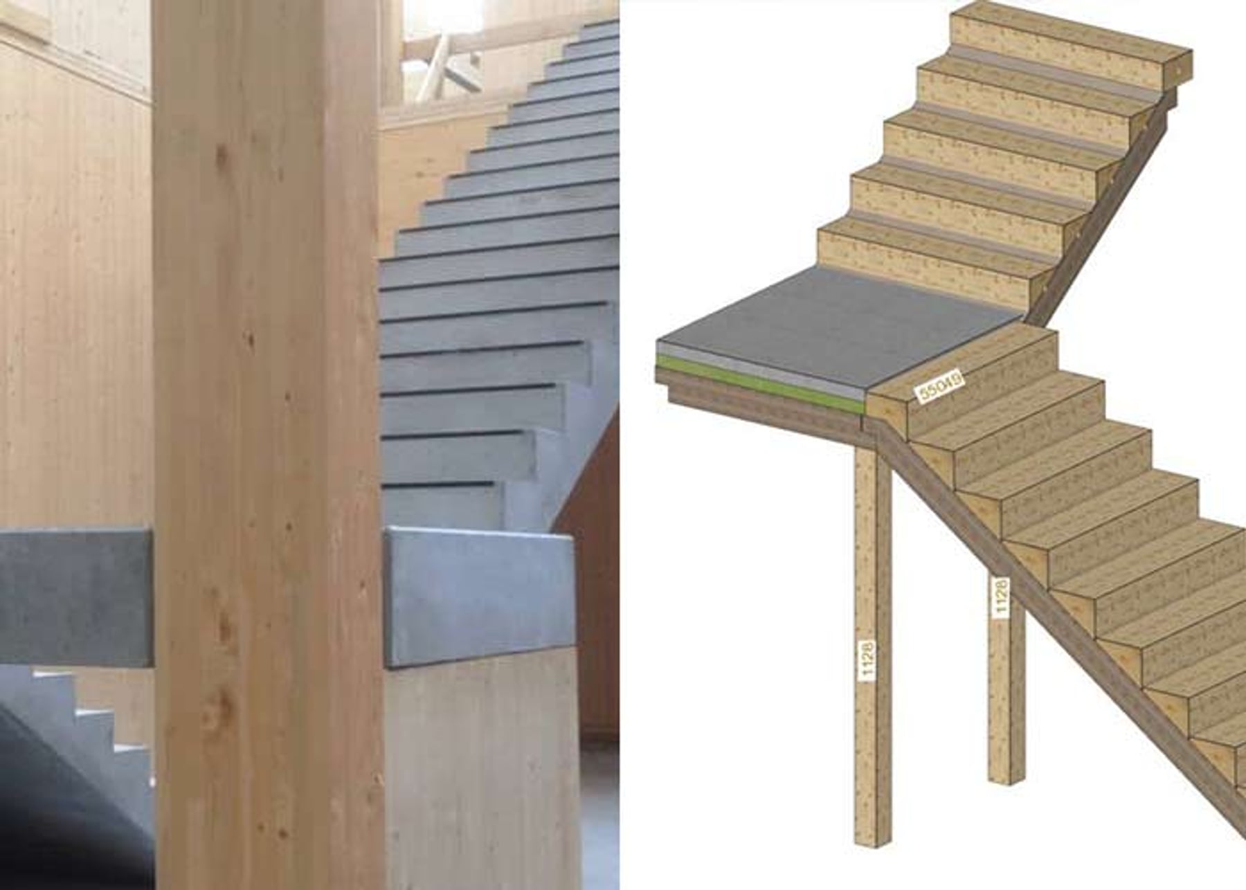Planung und Bau gegenübergestellt – Holztreppe und CAD